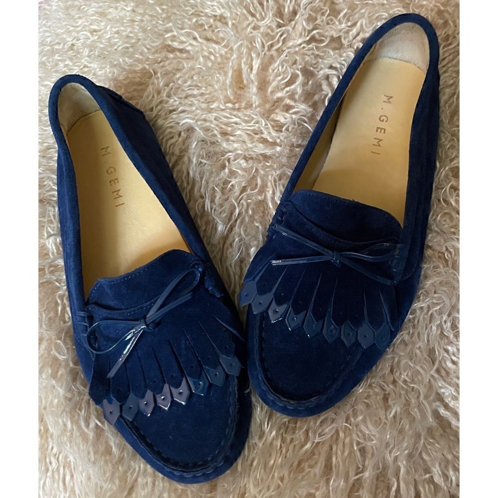 M. Gemi Fringe Driver Loafers in Navy Size 38/8 NWOB - Picture 2 of 6